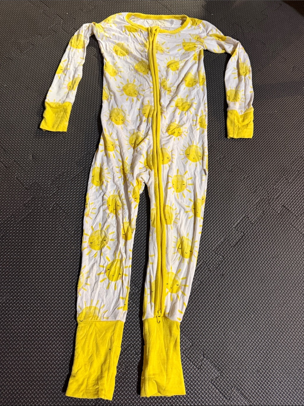 Little sleepies Yellow Sun Print Kids zip Pajama - Long Sleeve